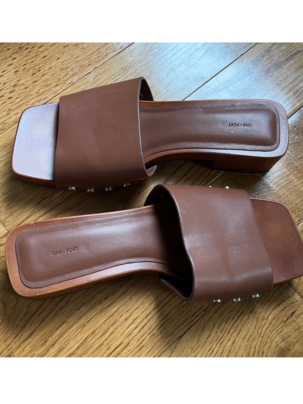 OAK + FORT | Women’s Size 7 | Square Toe Clog Brown Slide Sandals